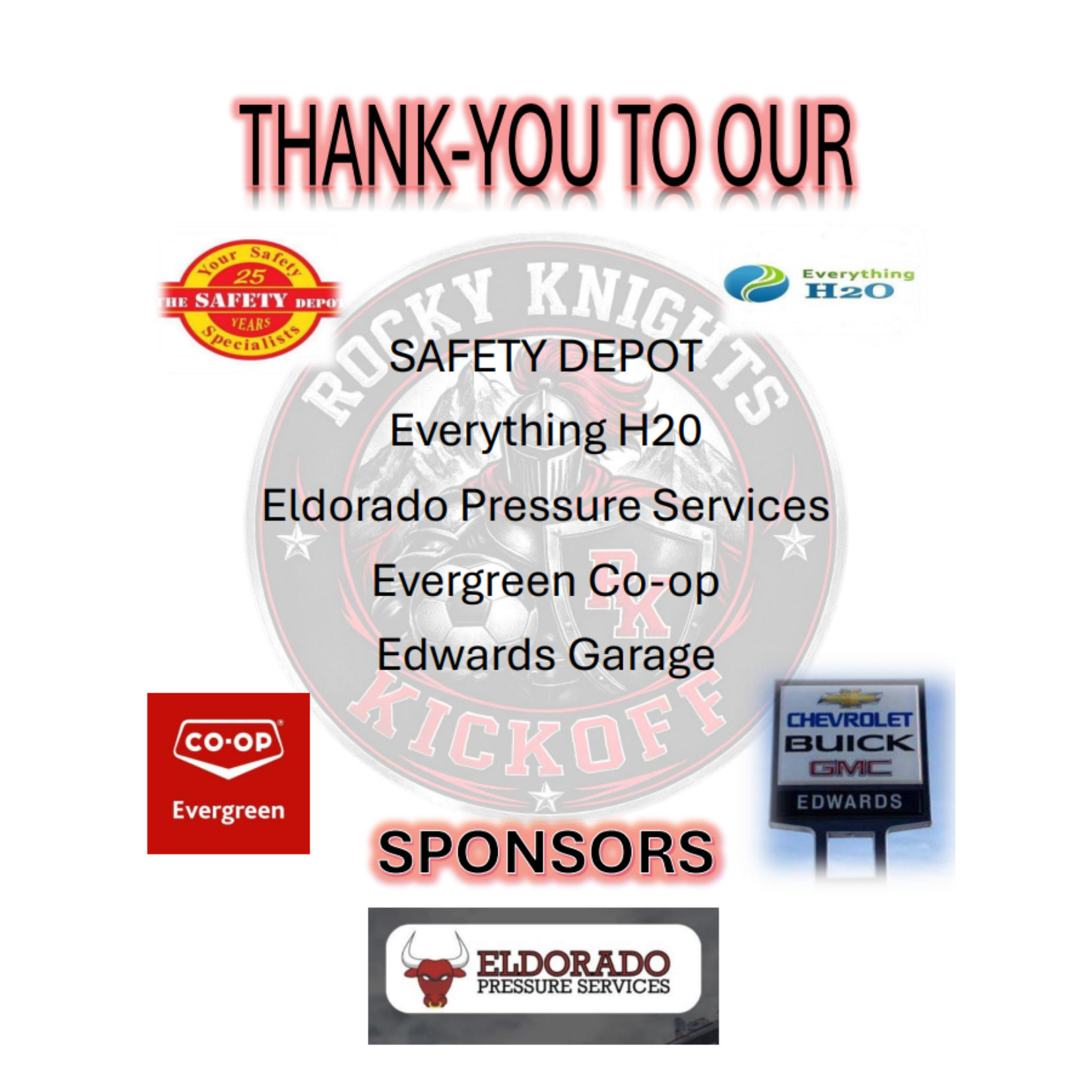 Thank you to our U9 Rocky Knights Kickoff Tournament Sponsors!